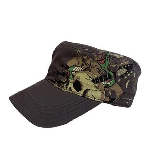 NWT Vintage STRANDED Skull & Guitar Army Styled Adjustable Hat